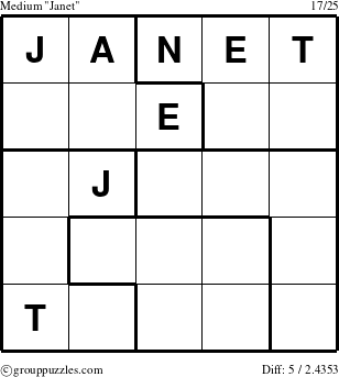 The grouppuzzles.com Medium Janet puzzle for 