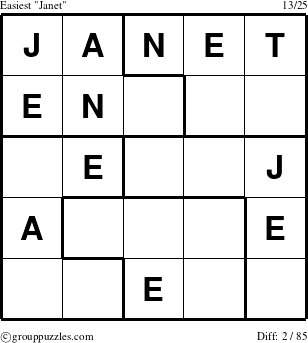 The grouppuzzles.com Easiest Janet puzzle for 