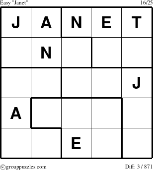 The grouppuzzles.com Easy Janet puzzle for 