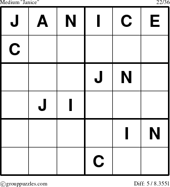 The grouppuzzles.com Medium Janice puzzle for 