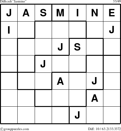 The grouppuzzles.com Difficult Jasmine puzzle for 
