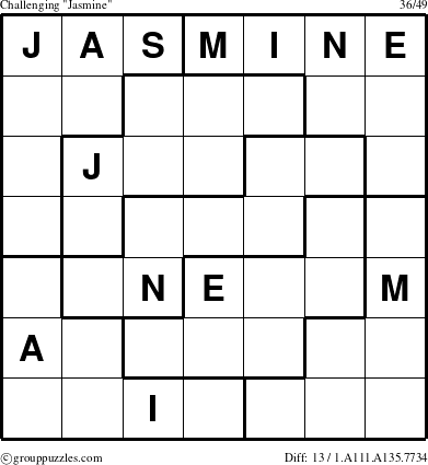 The grouppuzzles.com Challenging Jasmine puzzle for 