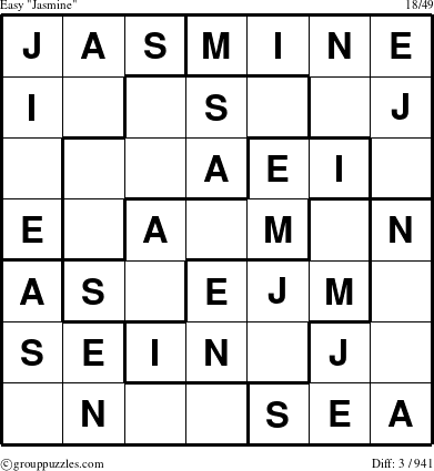 The grouppuzzles.com Easy Jasmine puzzle for 