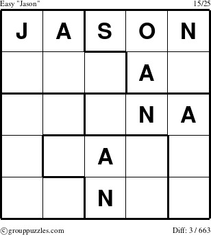 The grouppuzzles.com Easy Jason puzzle for 