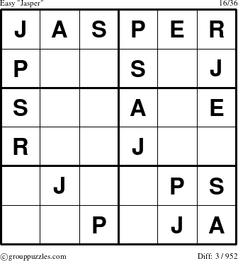 The grouppuzzles.com Easy Jasper puzzle for 