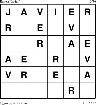 The grouppuzzles.com Easiest Javier puzzle for 