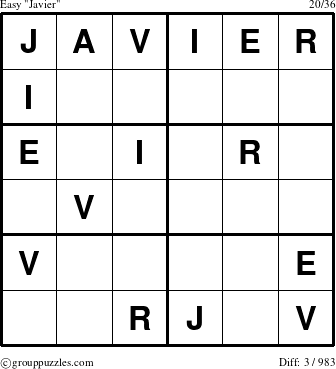 The grouppuzzles.com Easy Javier puzzle for 