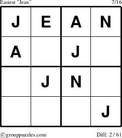 The grouppuzzles.com Easiest Jean puzzle for 
