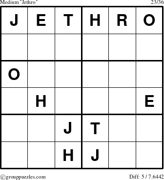 The grouppuzzles.com Medium Jethro puzzle for 