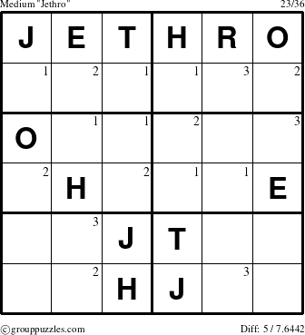 The grouppuzzles.com Medium Jethro puzzle for  with the first 3 steps marked