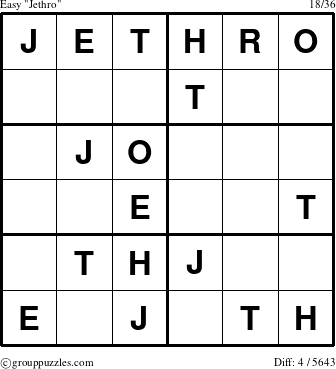 The grouppuzzles.com Easy Jethro puzzle for 