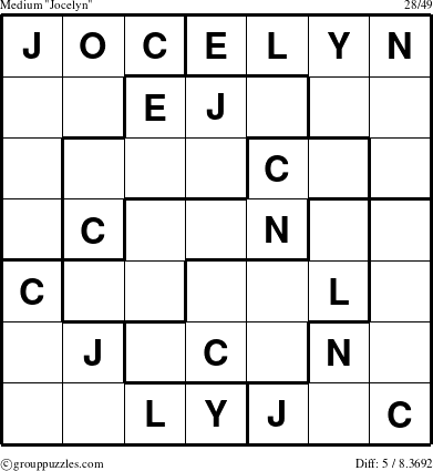 The grouppuzzles.com Medium Jocelyn puzzle for 