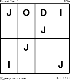 The grouppuzzles.com Easiest Jodi puzzle for 
