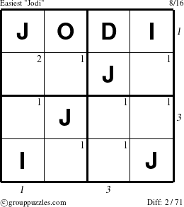 The grouppuzzles.com Easiest Jodi puzzle for  with all 2 steps marked
