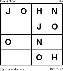 The grouppuzzles.com Easiest John puzzle for 
