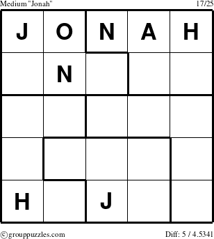 The grouppuzzles.com Medium Jonah puzzle for 