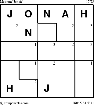 The grouppuzzles.com Medium Jonah puzzle for  with the first 3 steps marked