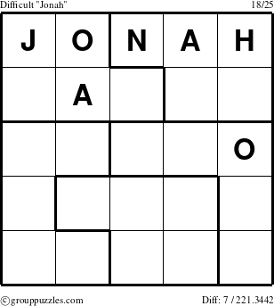 The grouppuzzles.com Difficult Jonah puzzle for 