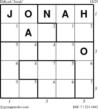 The grouppuzzles.com Difficult Jonah puzzle for  with all 7 steps marked