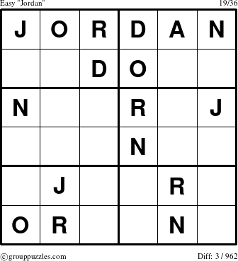 The grouppuzzles.com Easy Jordan puzzle for 