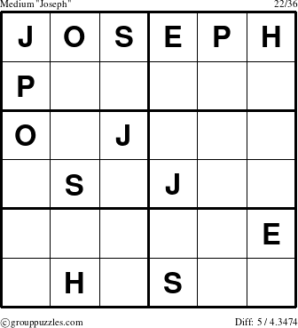 The grouppuzzles.com Medium Joseph puzzle for 