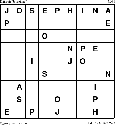 The grouppuzzles.com Difficult Josephina puzzle for 
