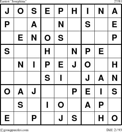 The grouppuzzles.com Easiest Josephina puzzle for 