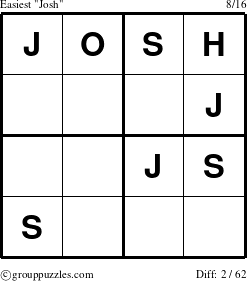 The grouppuzzles.com Easiest Josh puzzle for 