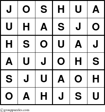 The grouppuzzles.com Answer grid for the Joshua puzzle for 