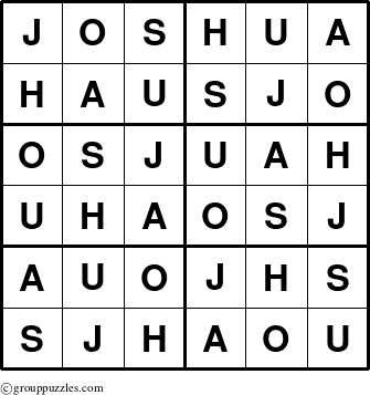 The grouppuzzles.com Answer grid for the Joshua puzzle for 