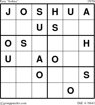 The grouppuzzles.com Easy Joshua puzzle for 