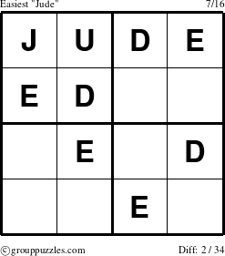 The grouppuzzles.com Easiest Jude puzzle for 