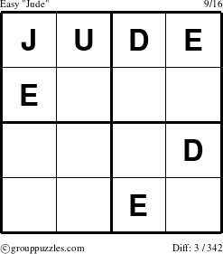 The grouppuzzles.com Easy Jude puzzle for 