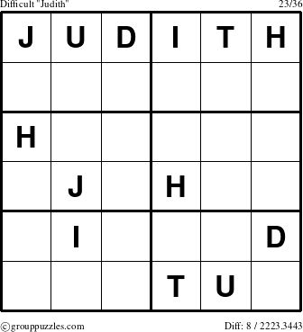 The grouppuzzles.com Difficult Judith puzzle for 