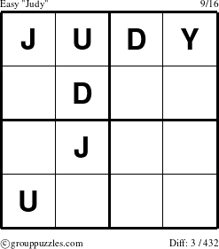The grouppuzzles.com Easy Judy puzzle for 