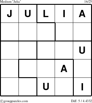 The grouppuzzles.com Medium Julia puzzle for 