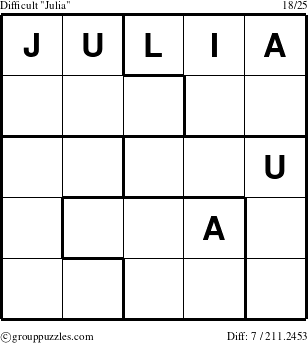 The grouppuzzles.com Difficult Julia puzzle for 