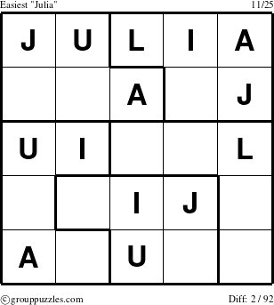 The grouppuzzles.com Easiest Julia puzzle for 