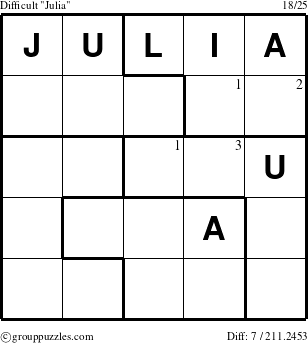 The grouppuzzles.com Difficult Julia puzzle for  with the first 3 steps marked