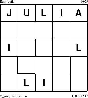 The grouppuzzles.com Easy Julia puzzle for 