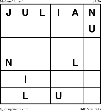 The grouppuzzles.com Medium Julian puzzle for 