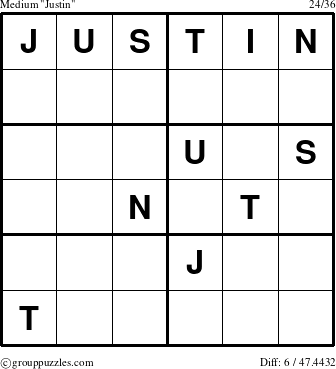 The grouppuzzles.com Medium Justin puzzle for 