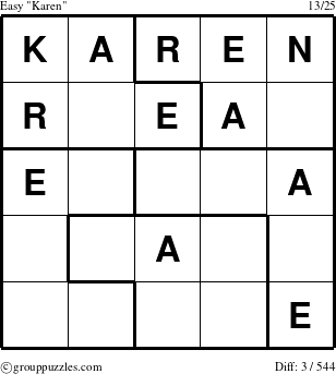 The grouppuzzles.com Easy Karen puzzle for 