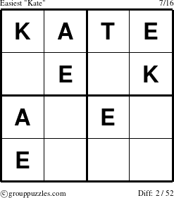 The grouppuzzles.com Easiest Kate puzzle for 