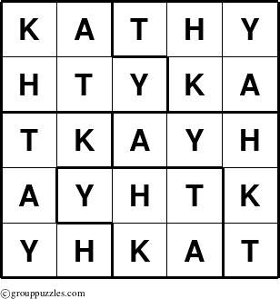 The grouppuzzles.com Answer grid for the Kathy puzzle for 