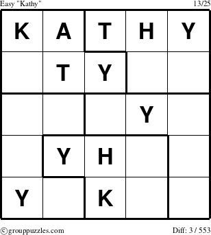 The grouppuzzles.com Easy Kathy puzzle for 