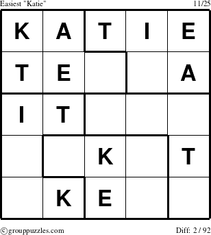 The grouppuzzles.com Easiest Katie puzzle for 