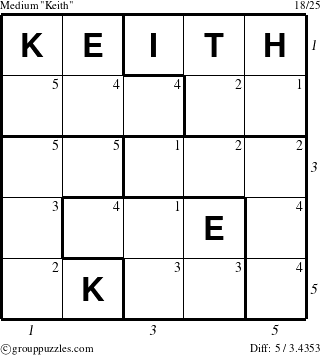 The grouppuzzles.com Medium Keith puzzle for  with all 5 steps marked