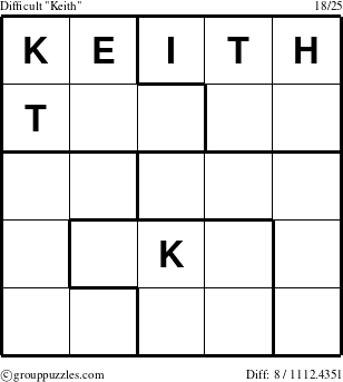The grouppuzzles.com Difficult Keith puzzle for 