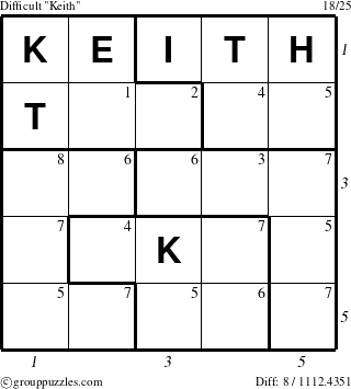 The grouppuzzles.com Difficult Keith puzzle for  with all 8 steps marked